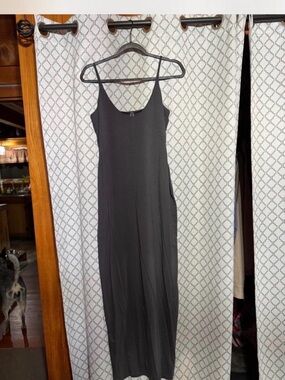 SKIMS Black Maxi Slip Dress with Thin Straps